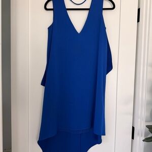 BCBGMAXAZRIA Blue Asymmetrical Draped Dress XXS